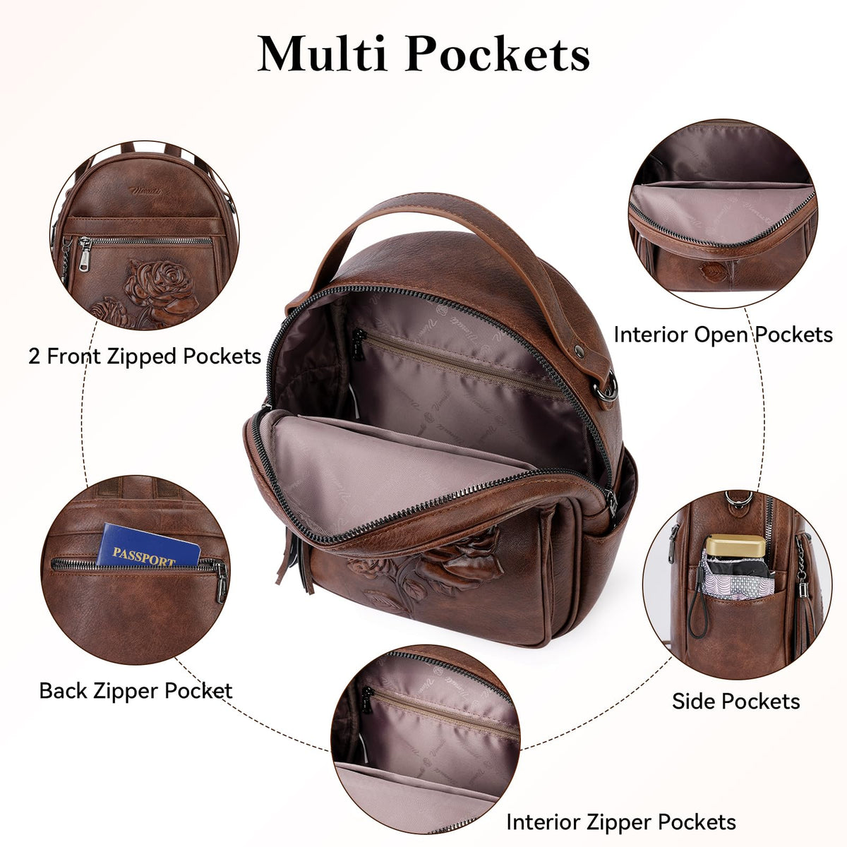 Vegan Leather Mini Backpack Purse V3583