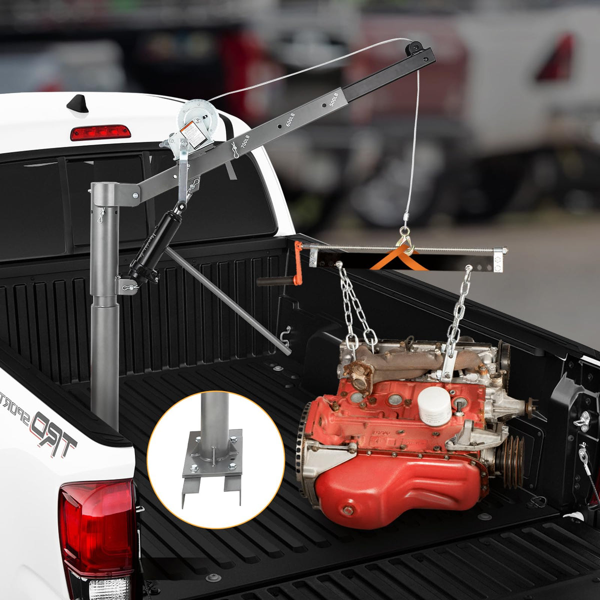 1000 LBS Hydraulic Pickup Truck Crane Hoist W369395