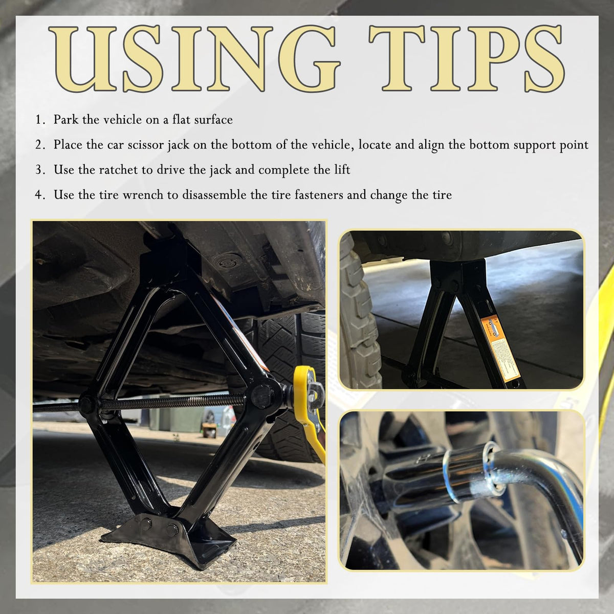 2T Scissor Jack Kit with Lug Wrench & Ratchet Wrench Q21596