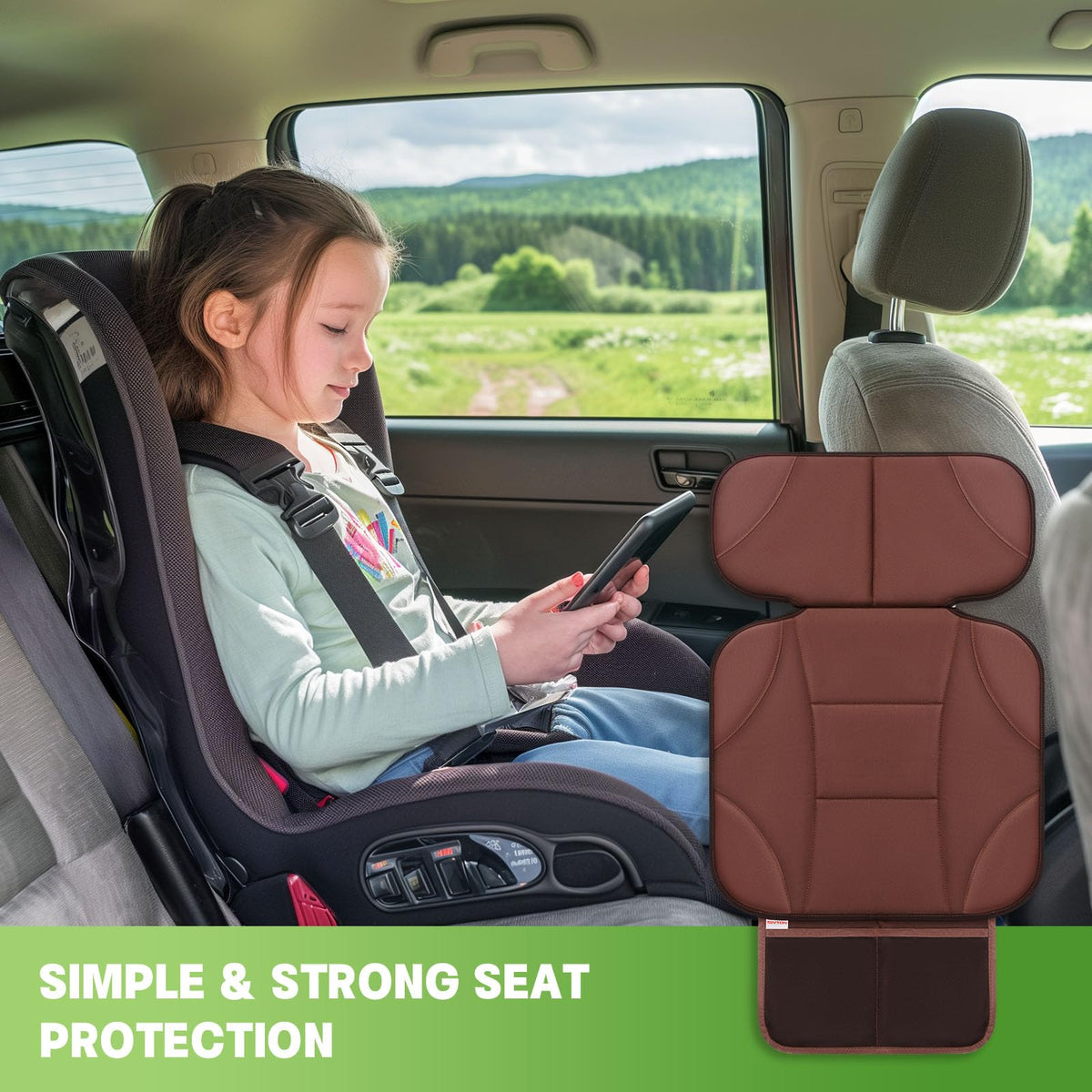 Black Car Seat Protector with 2 Storage Pockets Z31103