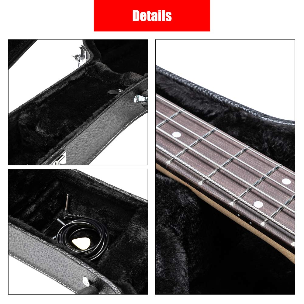 42-Inch Wooden Hard-Shell Electric Guitar Case with Lock Latch Padding J3650