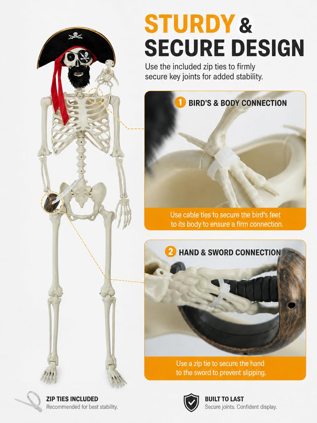 5.4 Ft Halloween Skeleton Decoration Y406349