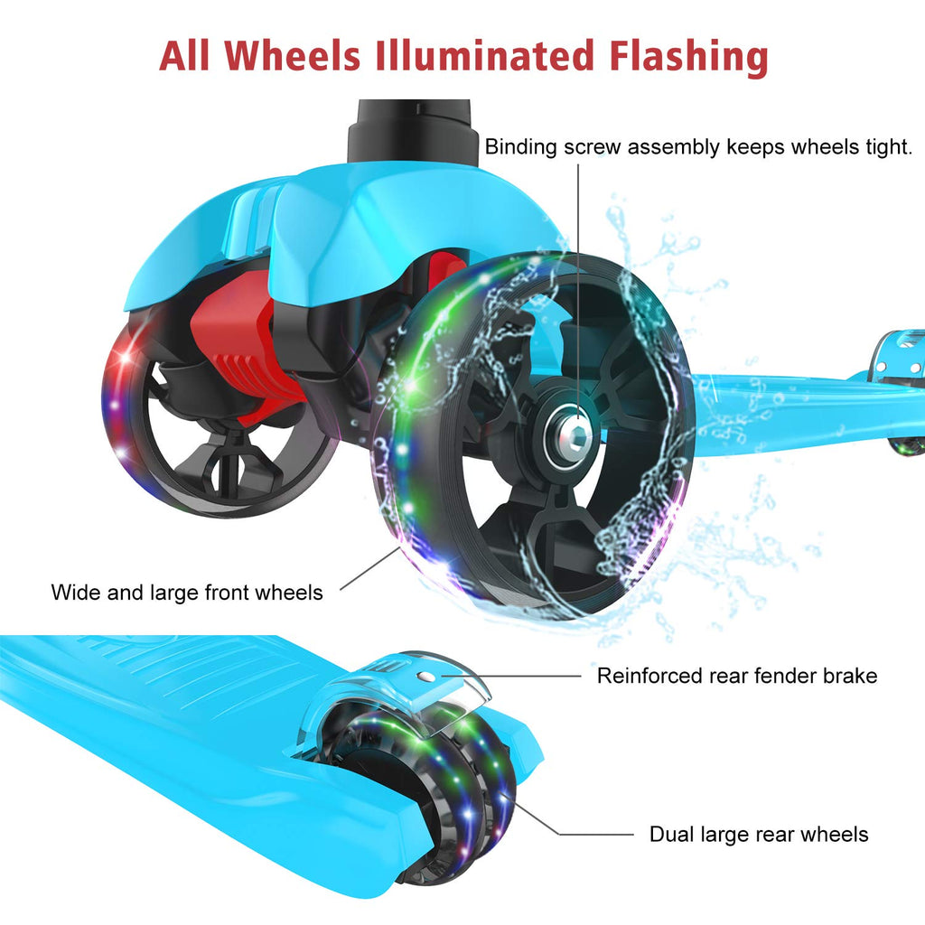 Kick Scooter with Light-Up Wheels and Adjustable Heights J2389