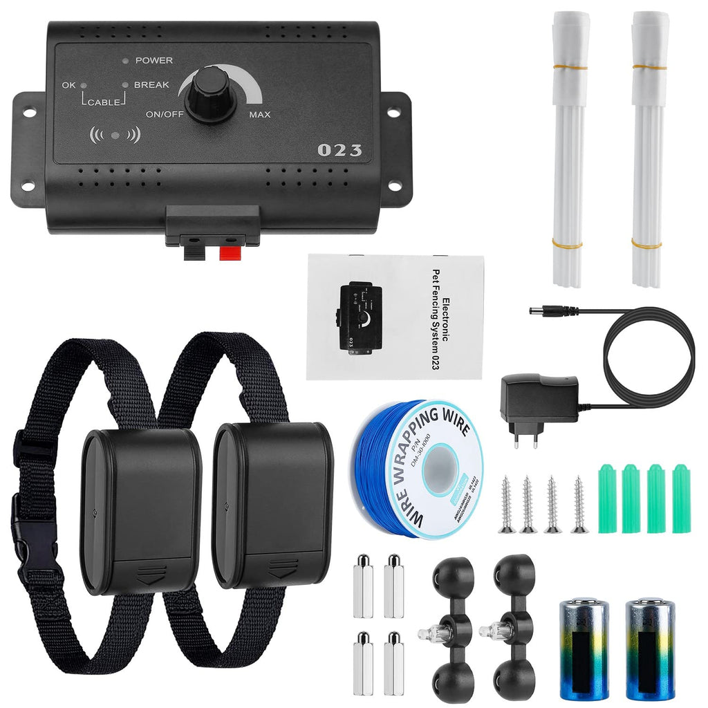 Electric Dog Fence System for 2 Dogs with 2 Waterproof Receiver Collars B826