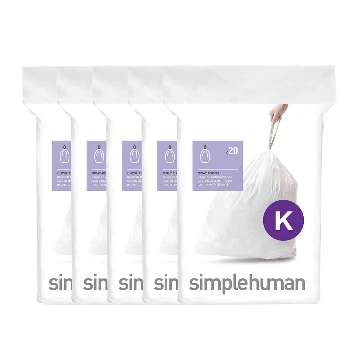 100 Count Drawstring Kitchen Trash Bags, 30-45 Liter, White F105