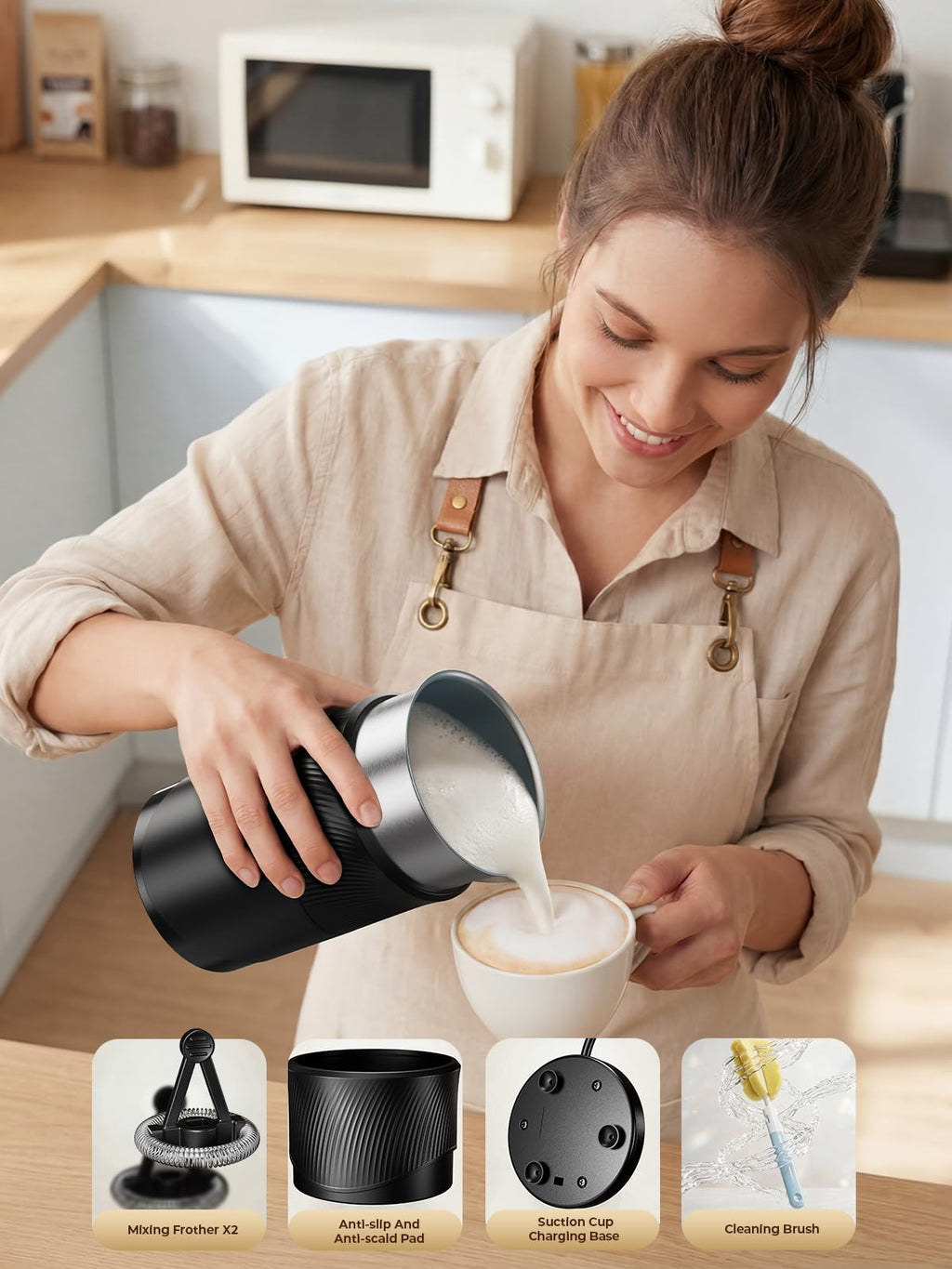 350ml Electric Milk Frother 4-in-1 Hot & Cold Q71006