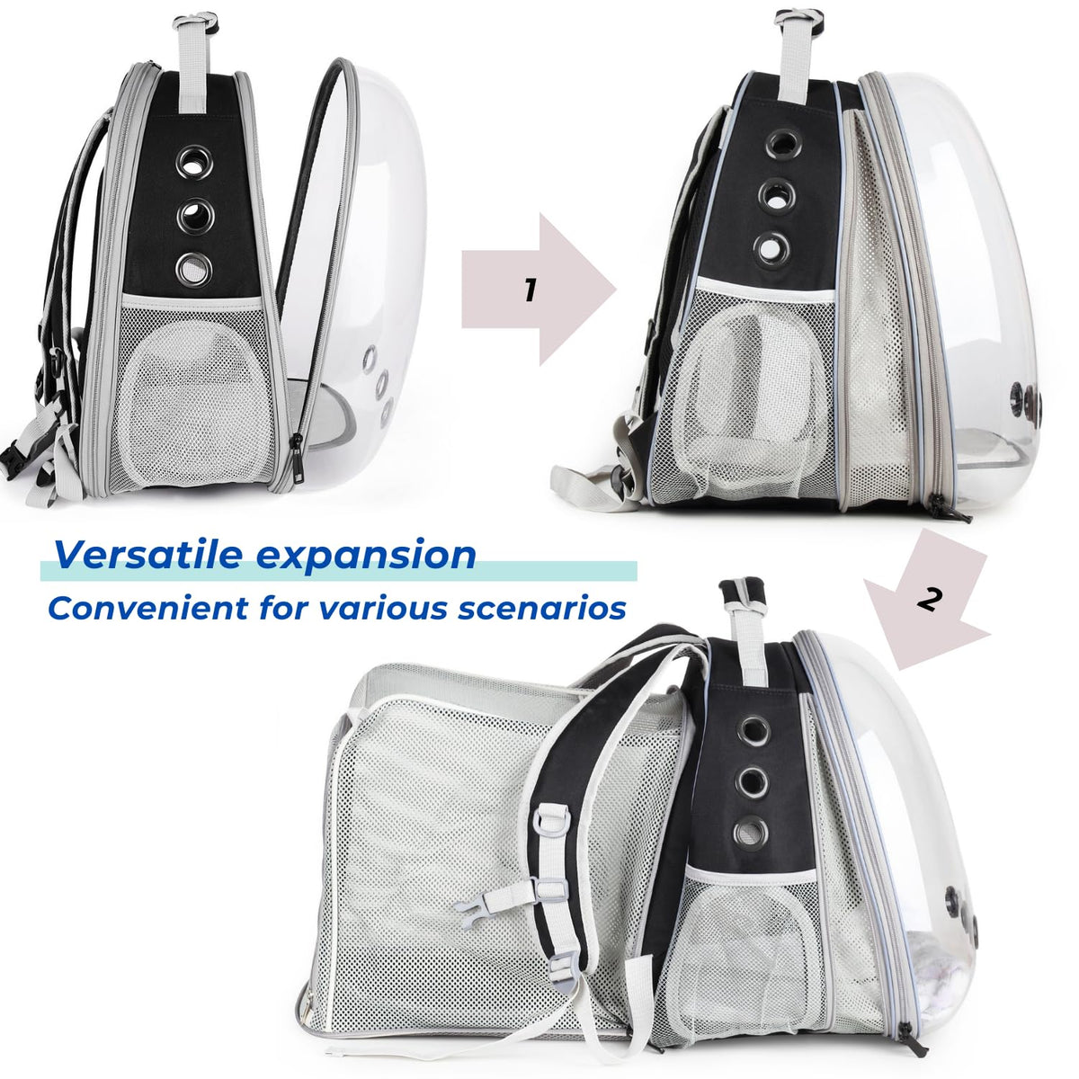 Expandable Cat Backpack with Mini Fan K717992