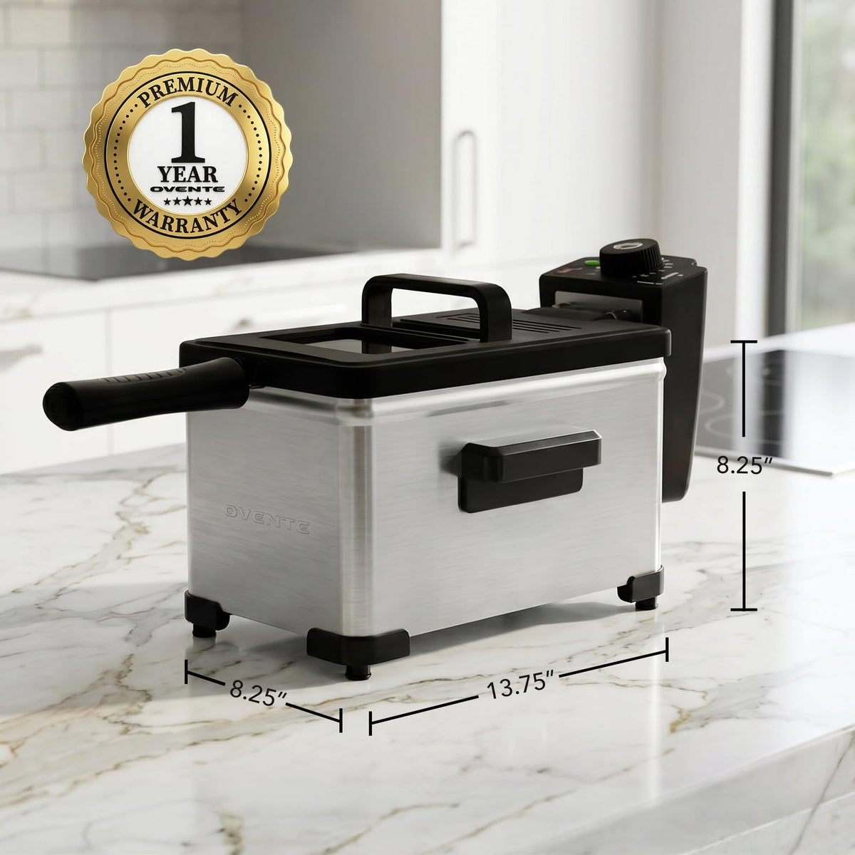 Electric Deep Fryer, 2L Capacity, 1500W, Silver Y255