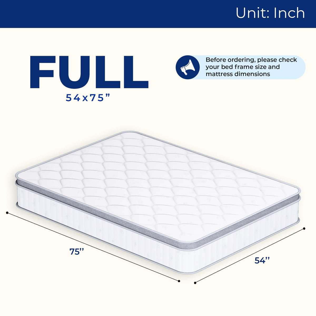 Full Size 10 Inch Hybrid Pocket Spring Mattress I100403
