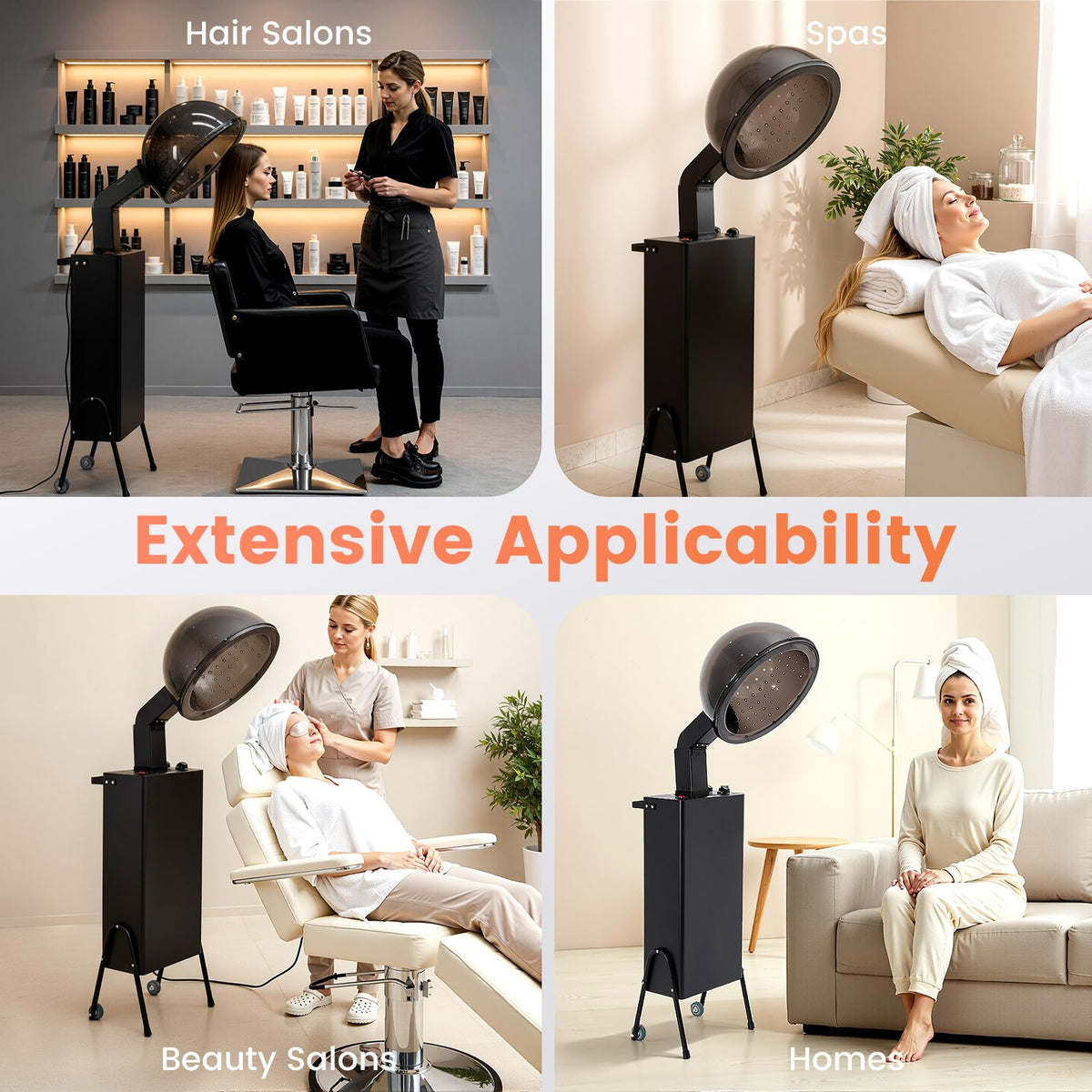 1200W Freestanding Hooded Hair Dryer with Wheels I652359