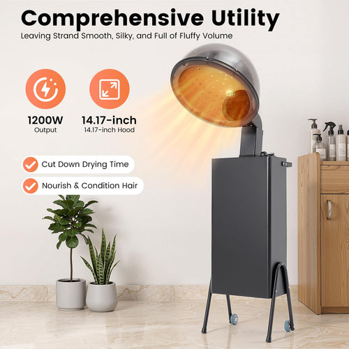 1200W Freestanding Hooded Hair Dryer with Wheels I652359