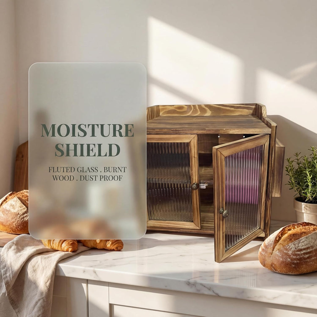 Wooden Bread Box with Glass Doors W285608