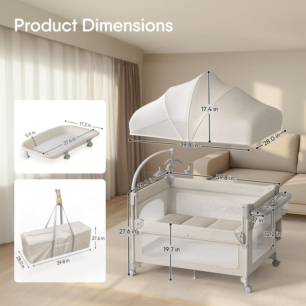 Baby Bassinet, Pack and Play, Bedside Crib Sleeper, Diaper Changer P56953
