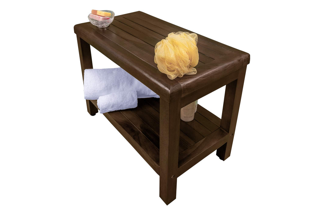 24" Teak Shower Bench with Shelf B8823