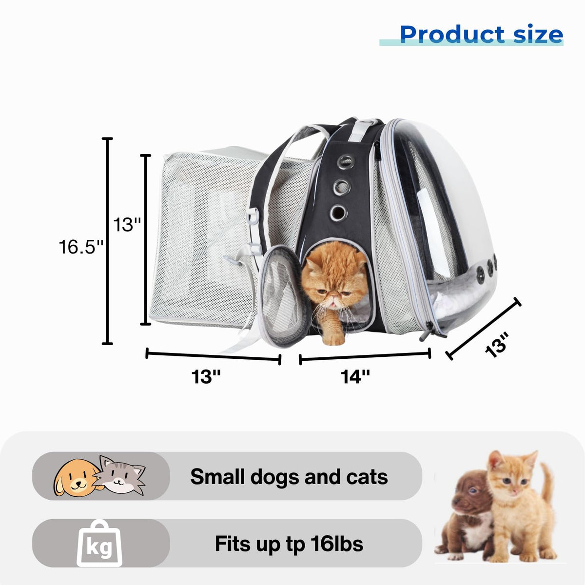 Expandable Cat Backpack with Mini Fan K717992