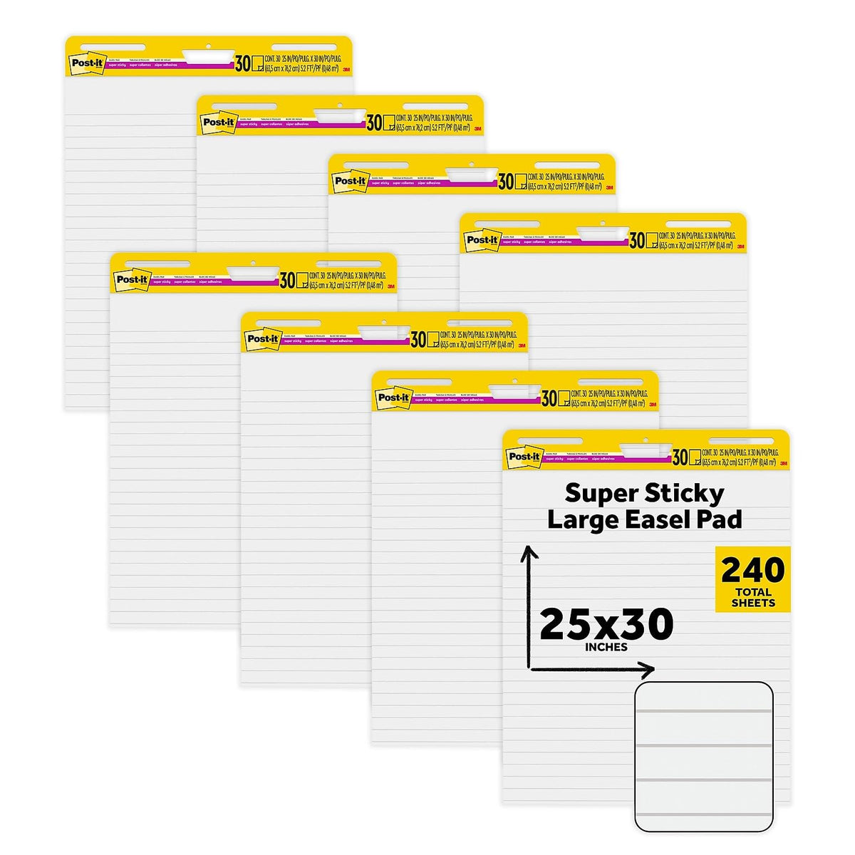 Lined Wall Easel Pad 25" x 30" 8 Pads/Pack O795