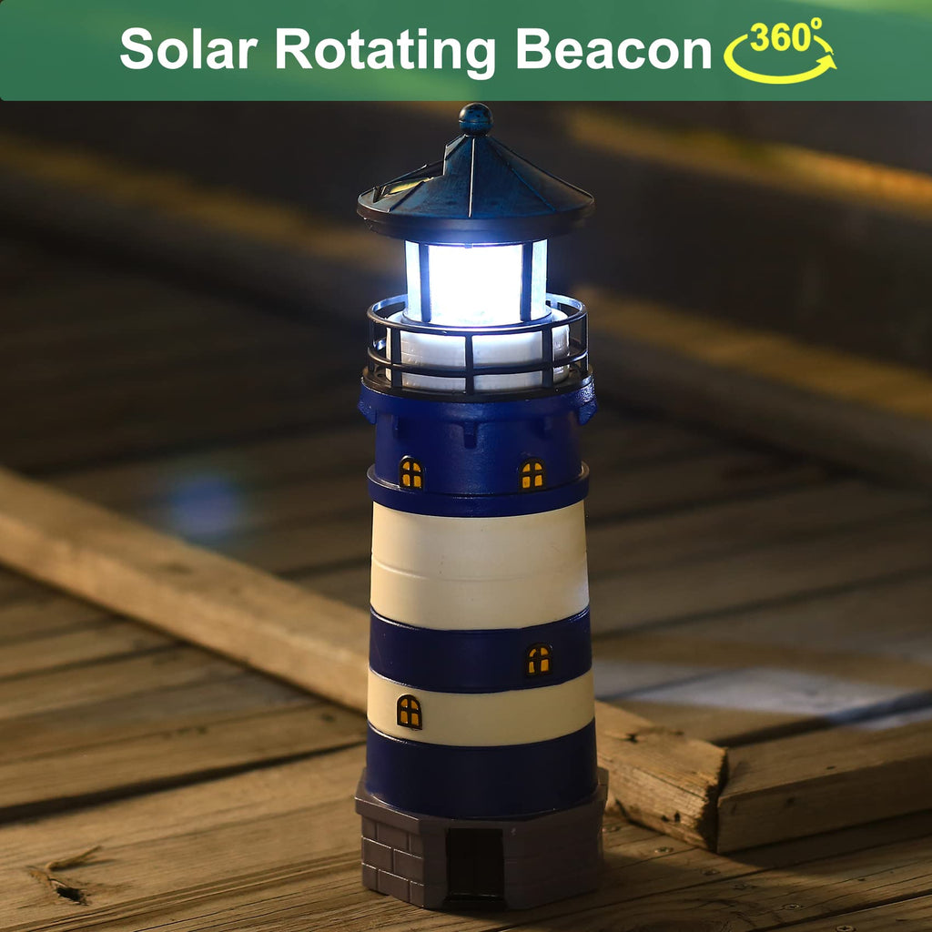Solar Powered Lighthouse Decor with Rotating Beacon Y392