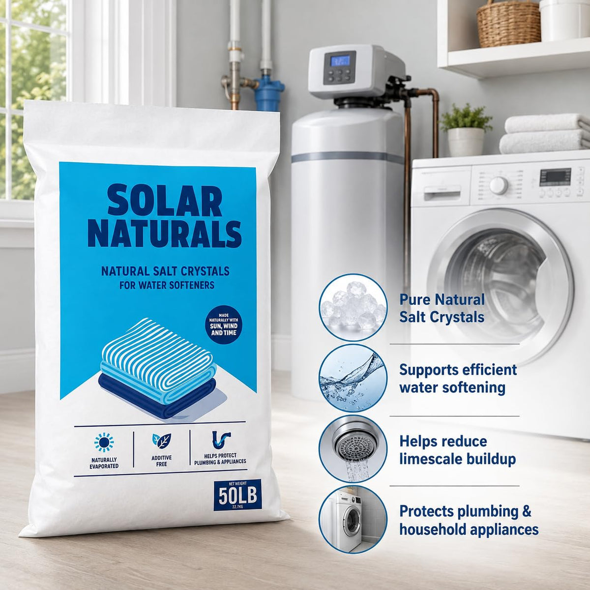 Natural Salt Crystals for Water Softeners, 50 lb S789