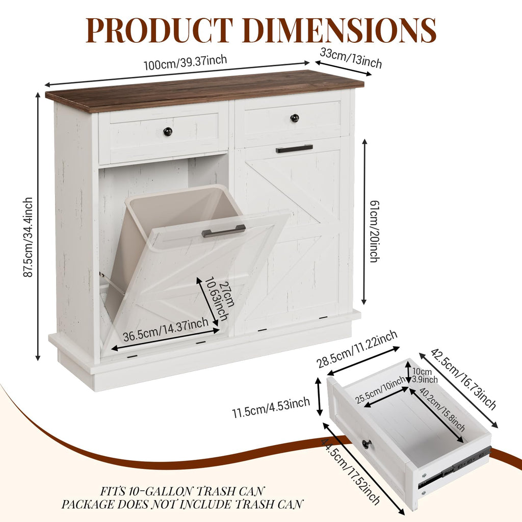 White Tilt-Out Trash Can Cabinet R580754