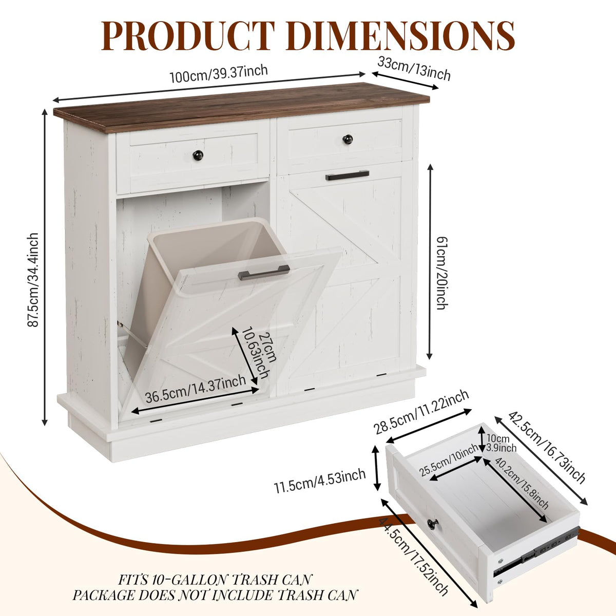 White Tilt-Out Trash Can Cabinet R580754