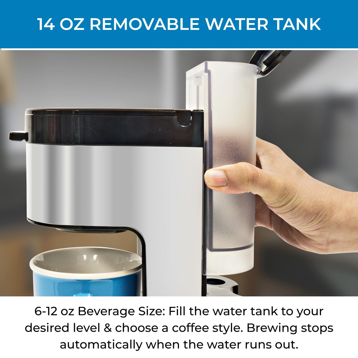 Single Serve Coffee Maker 6–12 Oz Black F1028