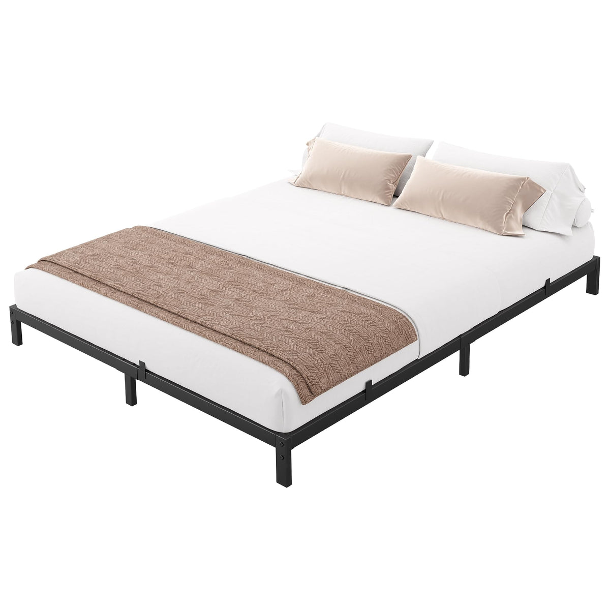 Black Metal Platform Bed Frame Y730731