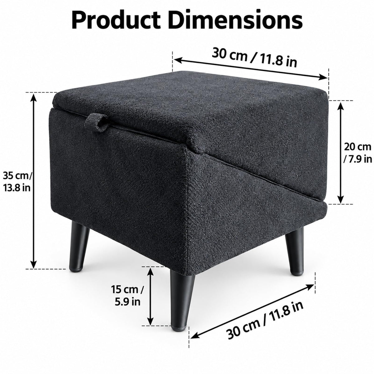 Foldable Dog Stairs Ottoman 2 in 1 Pet Steps with Storage D4013