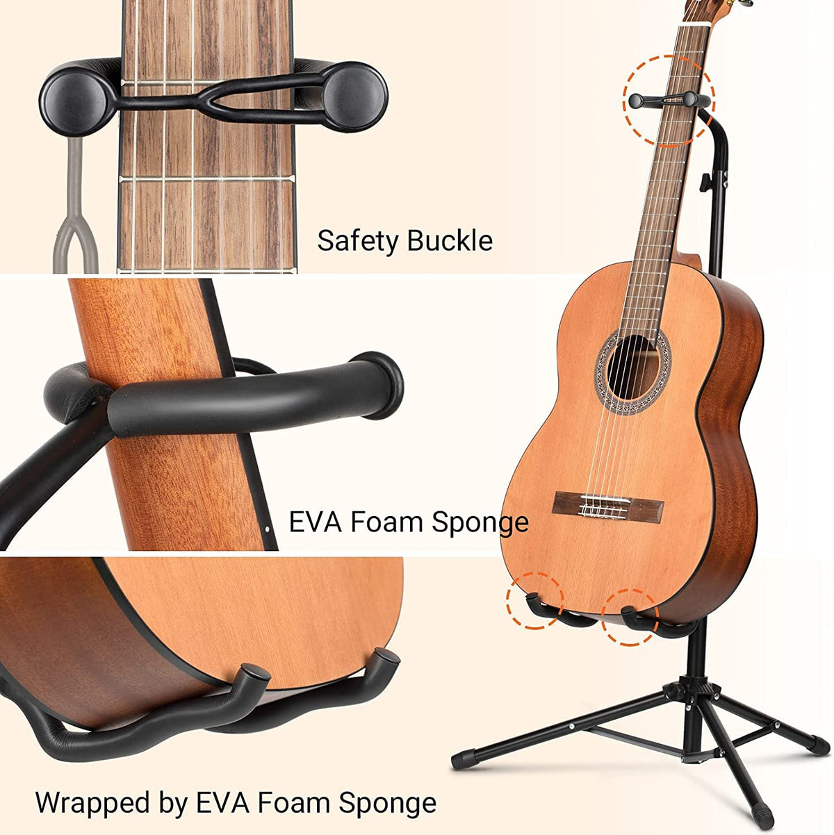 Height Adjustable Guitar Stand with Padded Foam X67597