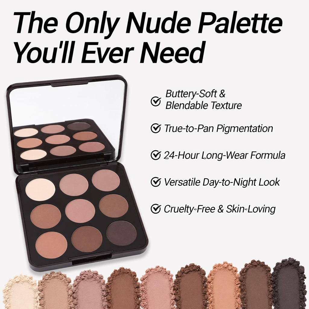 Neutral Nude 9 Colors Matte Eyeshadow Palette with Mirror Z41160