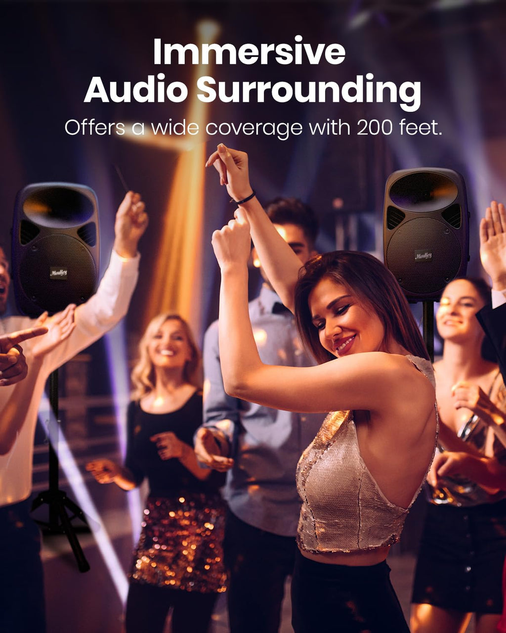 8 Inch Rechargeable Bluetooth PA System with Tripod Stands, Wired Mic A13160