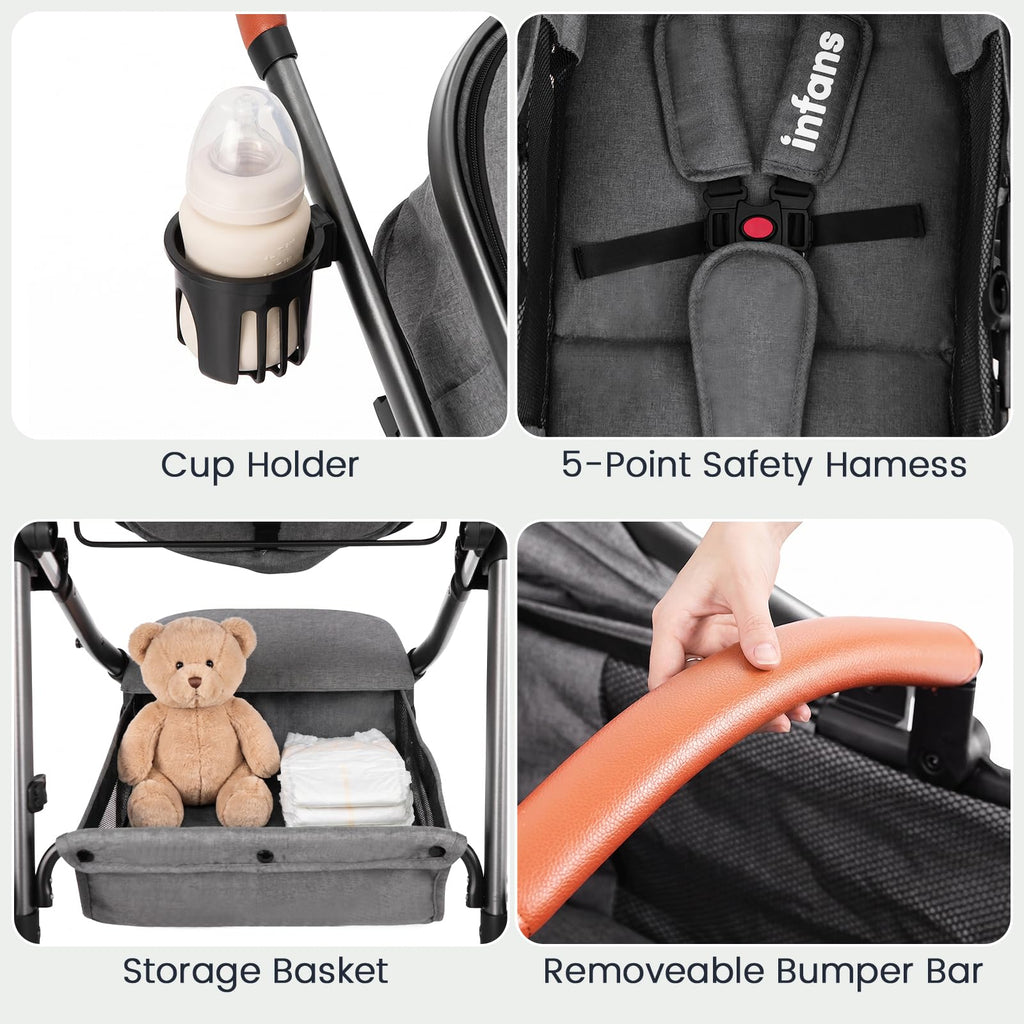 2 in 1 Convertible Baby Stroller with Reversible Seat J884283