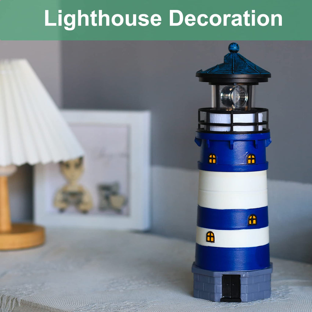 Solar Powered Lighthouse Decor with Rotating Beacon Y392