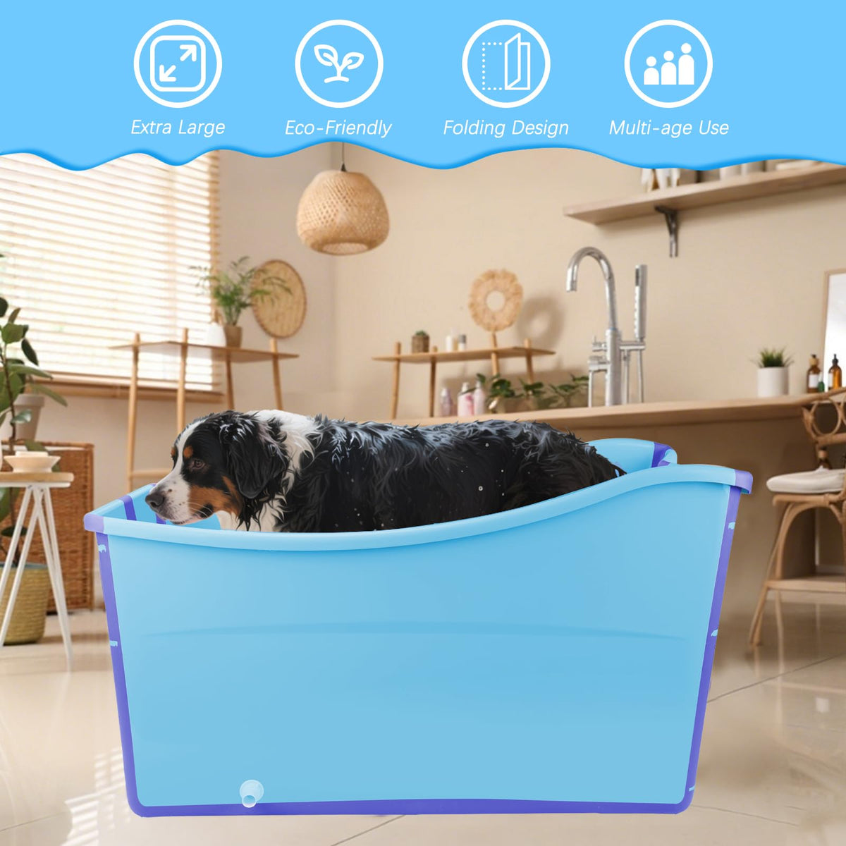 Collapsible Extra Large Dog Bathtub with Drainage Pipe Q982134