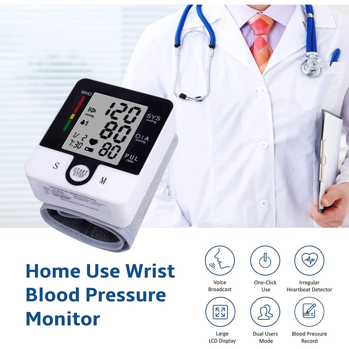 Automatic Talking Wrist Blood Pressure Monitor G208700