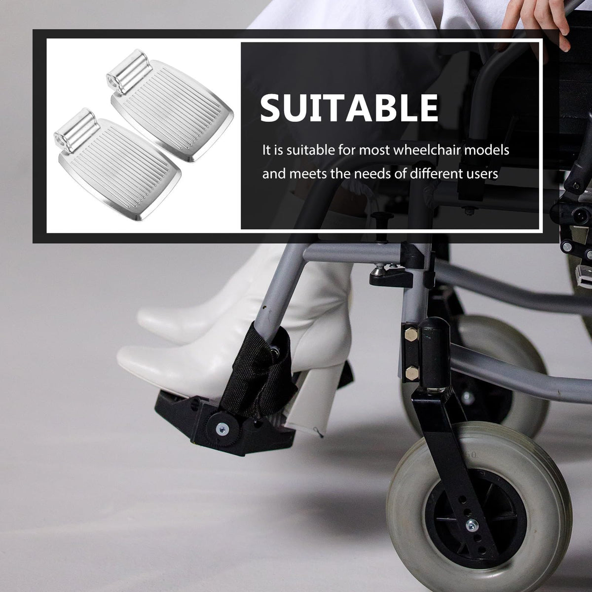 Heavy-Duty Aluminum Alloy Wheelchair Footrest Pair Q1700