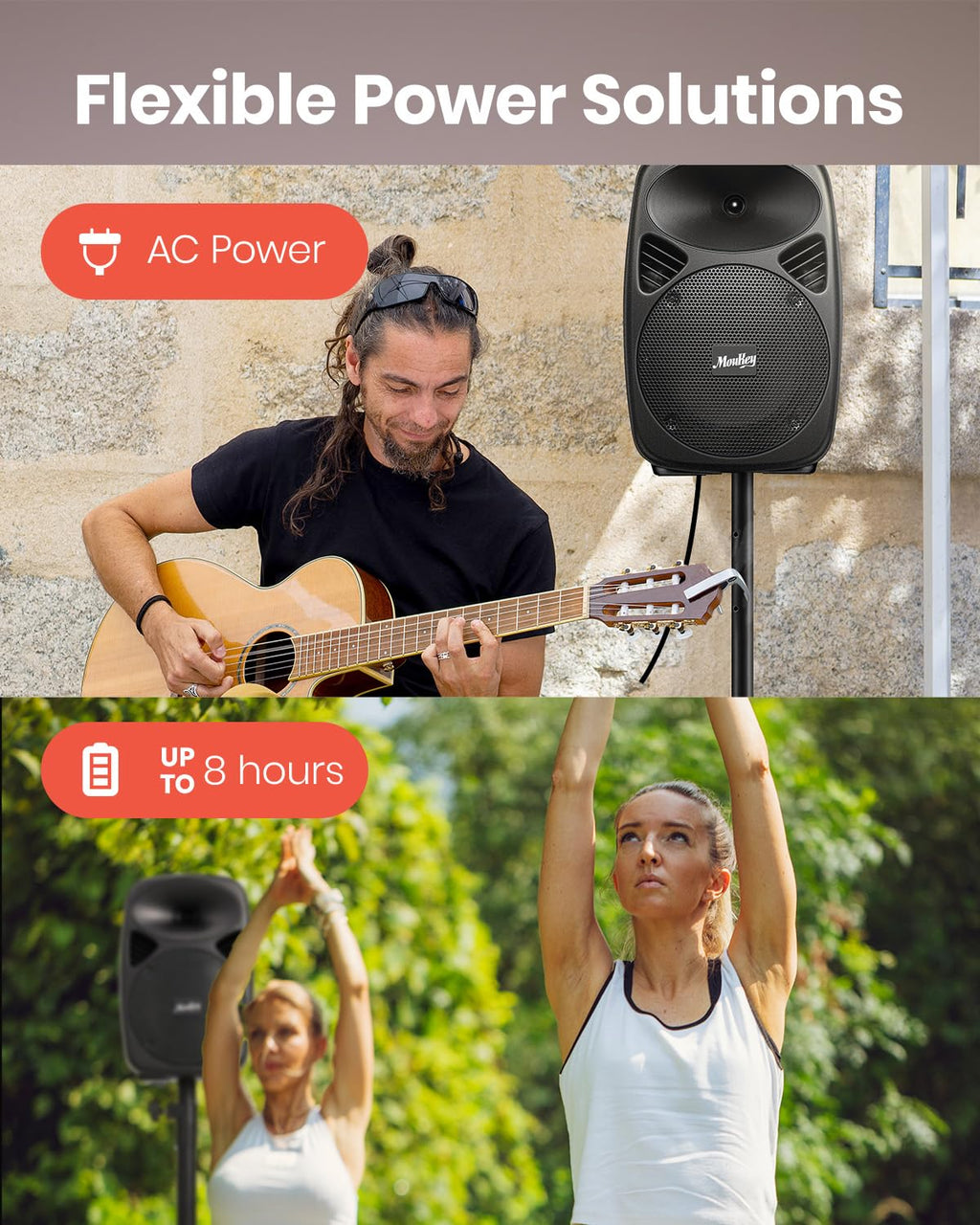 8 Inch Rechargeable Bluetooth PA System with Tripod Stands, Wired Mic A13160