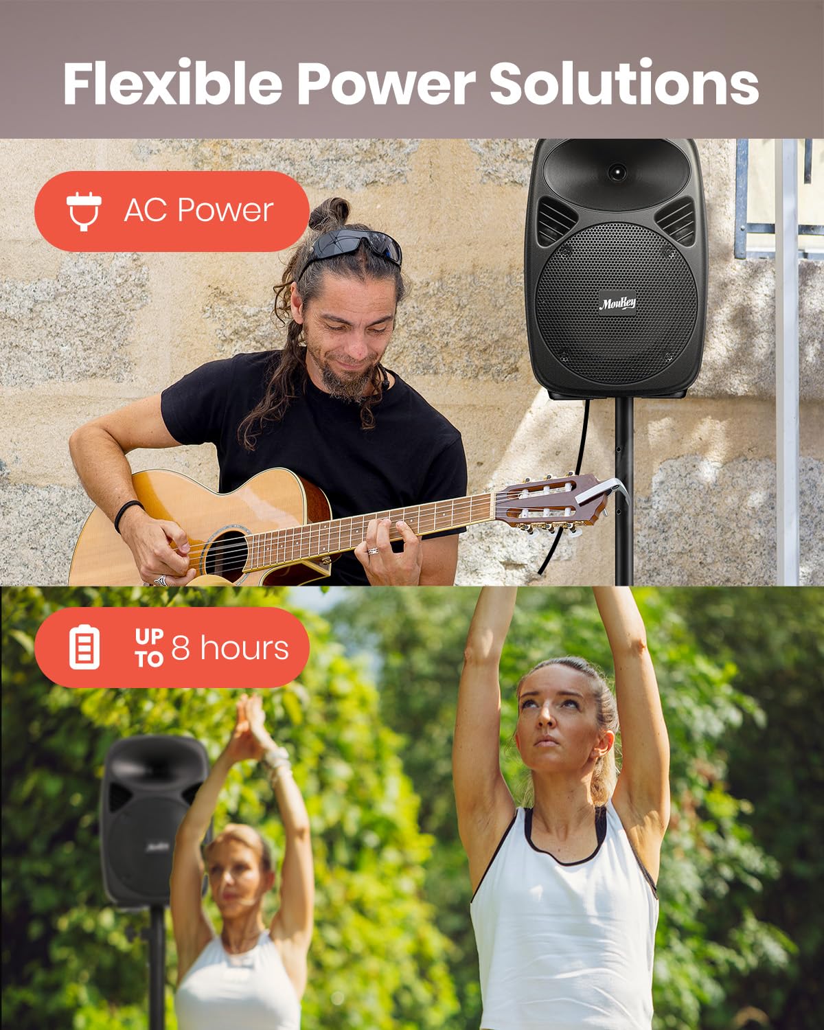 8 Inch Rechargeable Bluetooth PA System with Tripod Stands, Wired Mic A13160