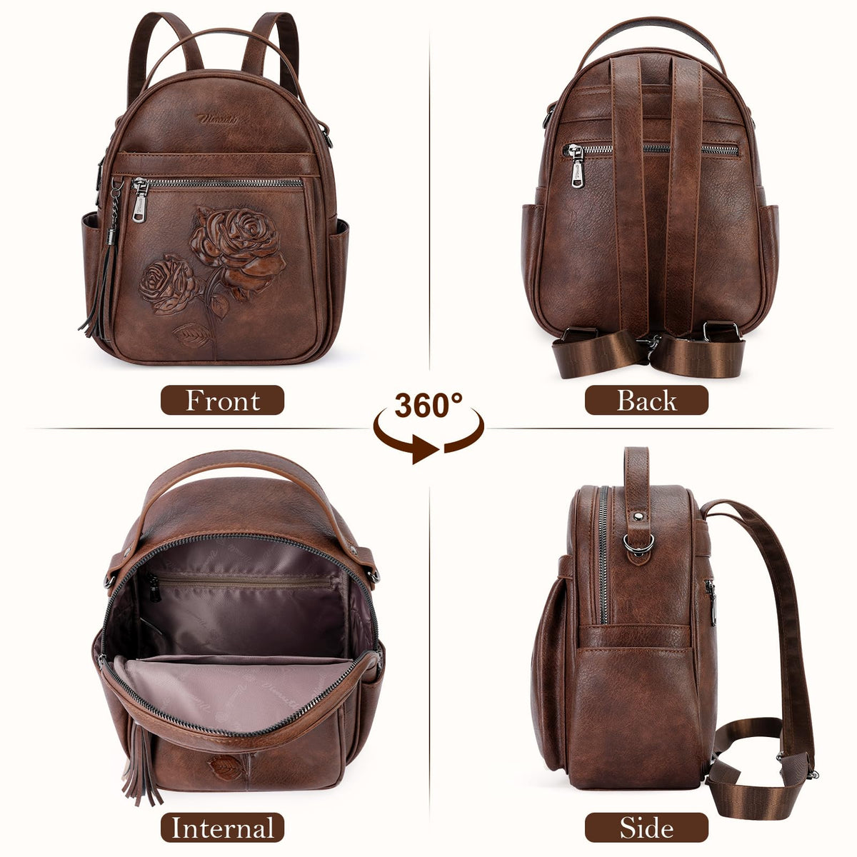 Vegan Leather Mini Backpack Purse V3583
