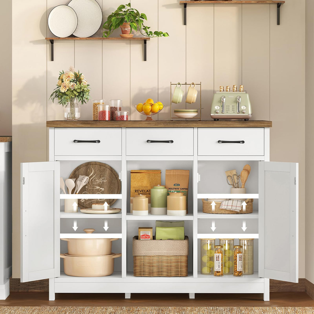 White Storage Cabinet with 3 Drawers and 2 Doors N93069