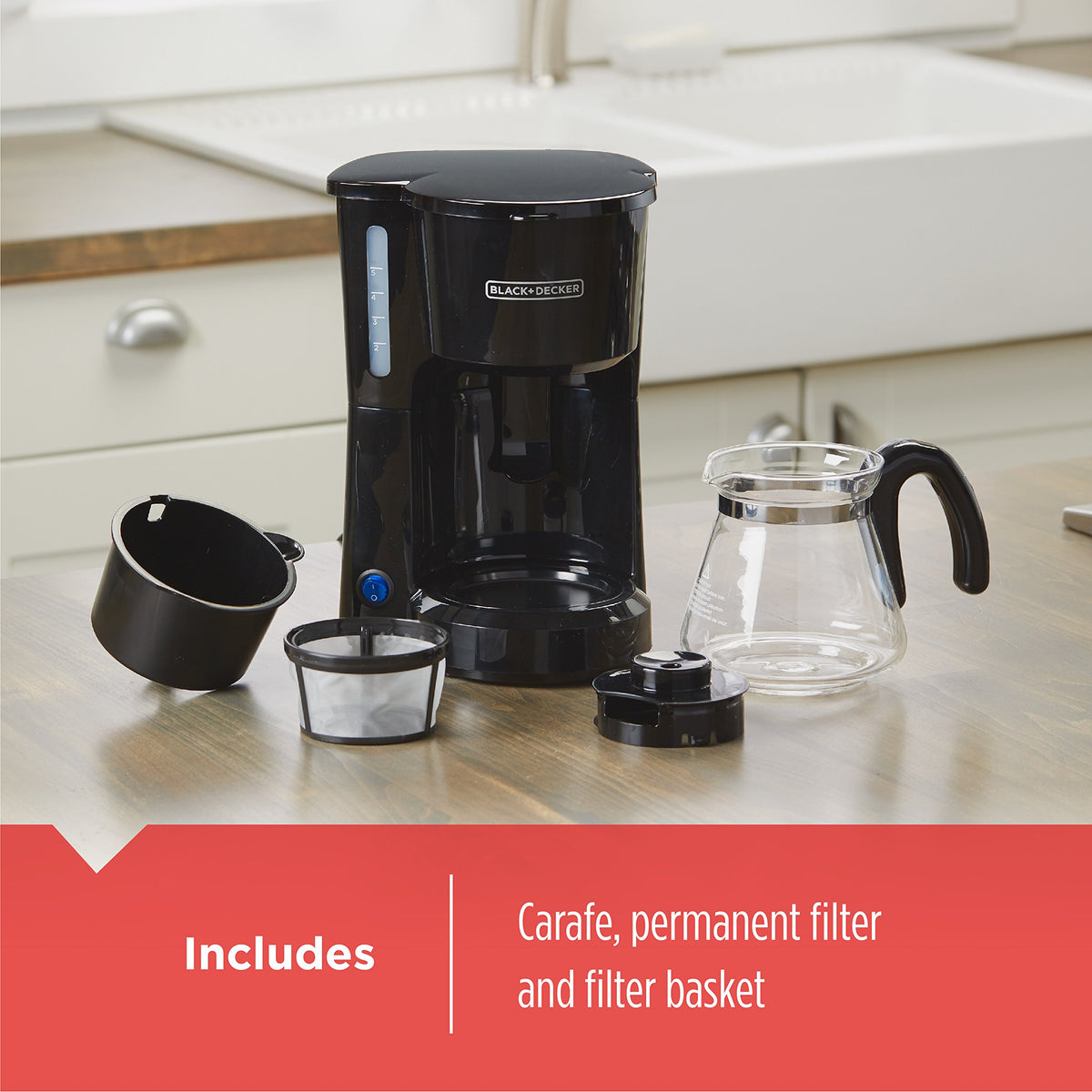 4-in-1 5-Cup Coffee Maker, Black J767