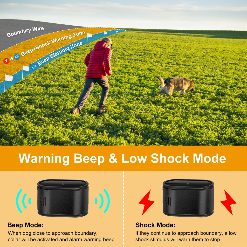 Electric Dog Fence System for 2 Dogs with 2 Waterproof Receiver Collars B826
