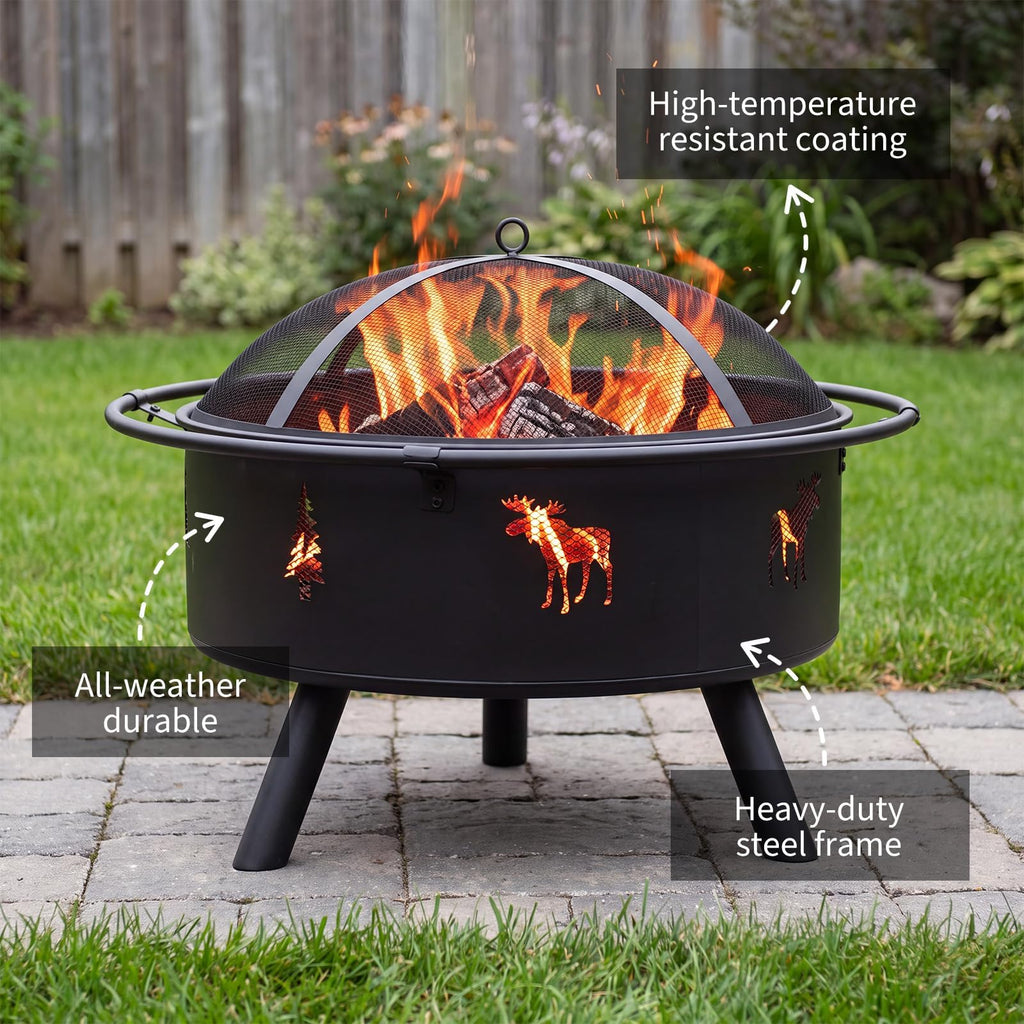 32" Round Wood Burning Fire Pit O9096