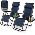 Zero Gravity Chairs Set of 2 Portable Folding Lounger with Pillow Cup Holder X2884