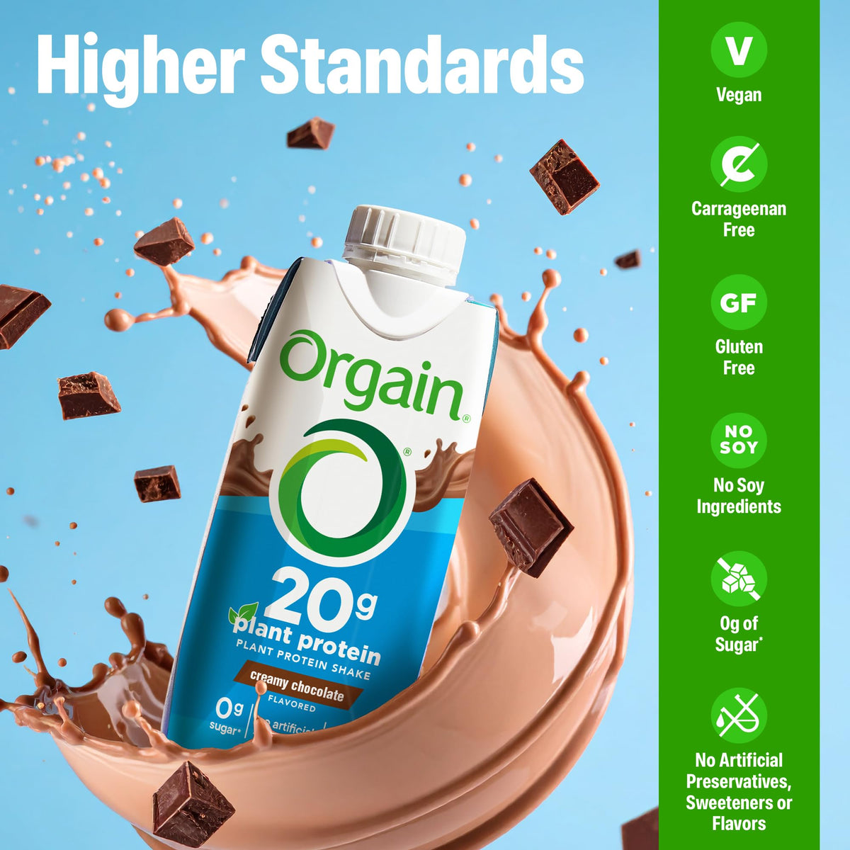 Chocolate 20g Vegan Protein Shake 11 oz 12pk X743884