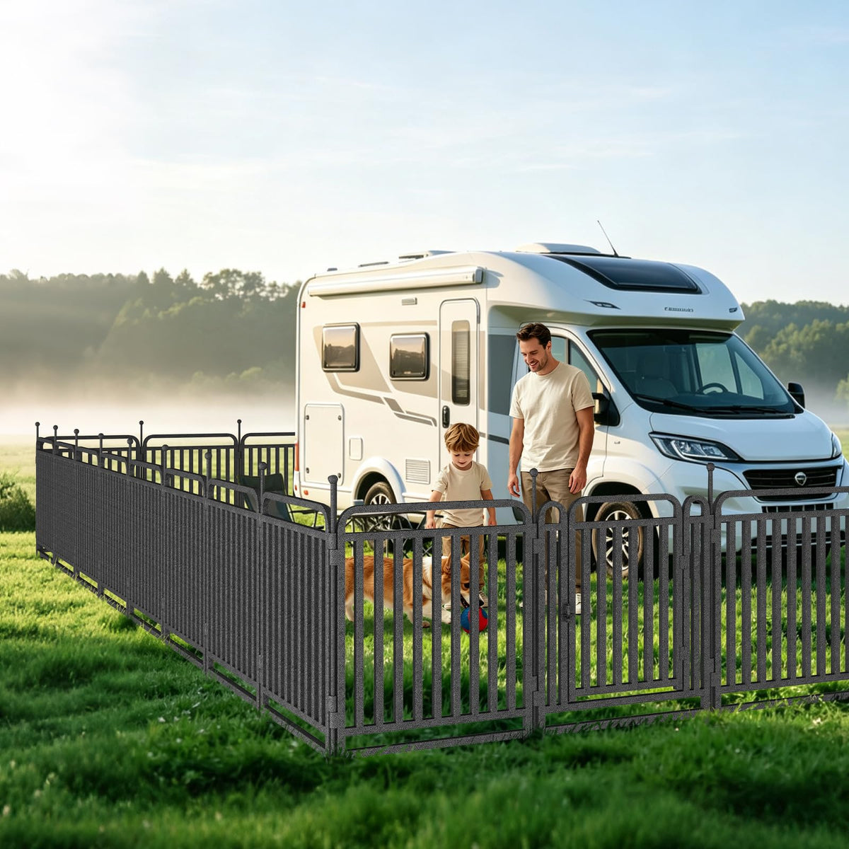 Dog Playpen Outdoor Silver 32'' 16 Panels 2 Gates H54755