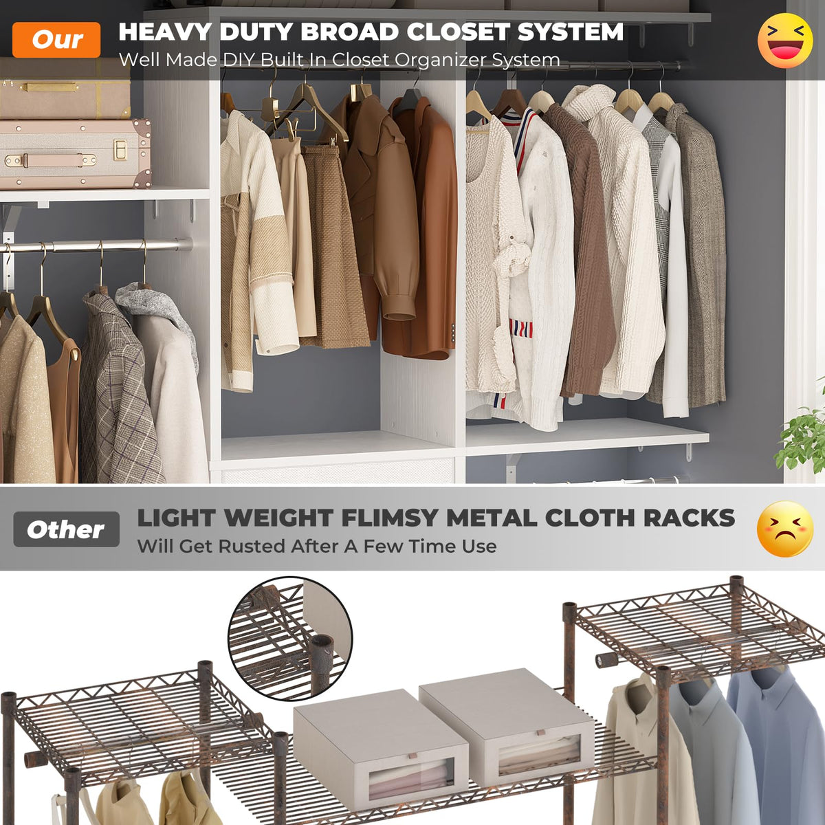 5FT Closet System with 3 Fabric Drawers D7403