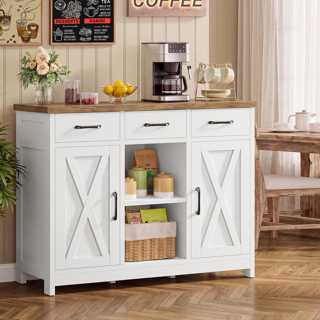 White Storage Cabinet with 3 Drawers and 2 Doors N93069