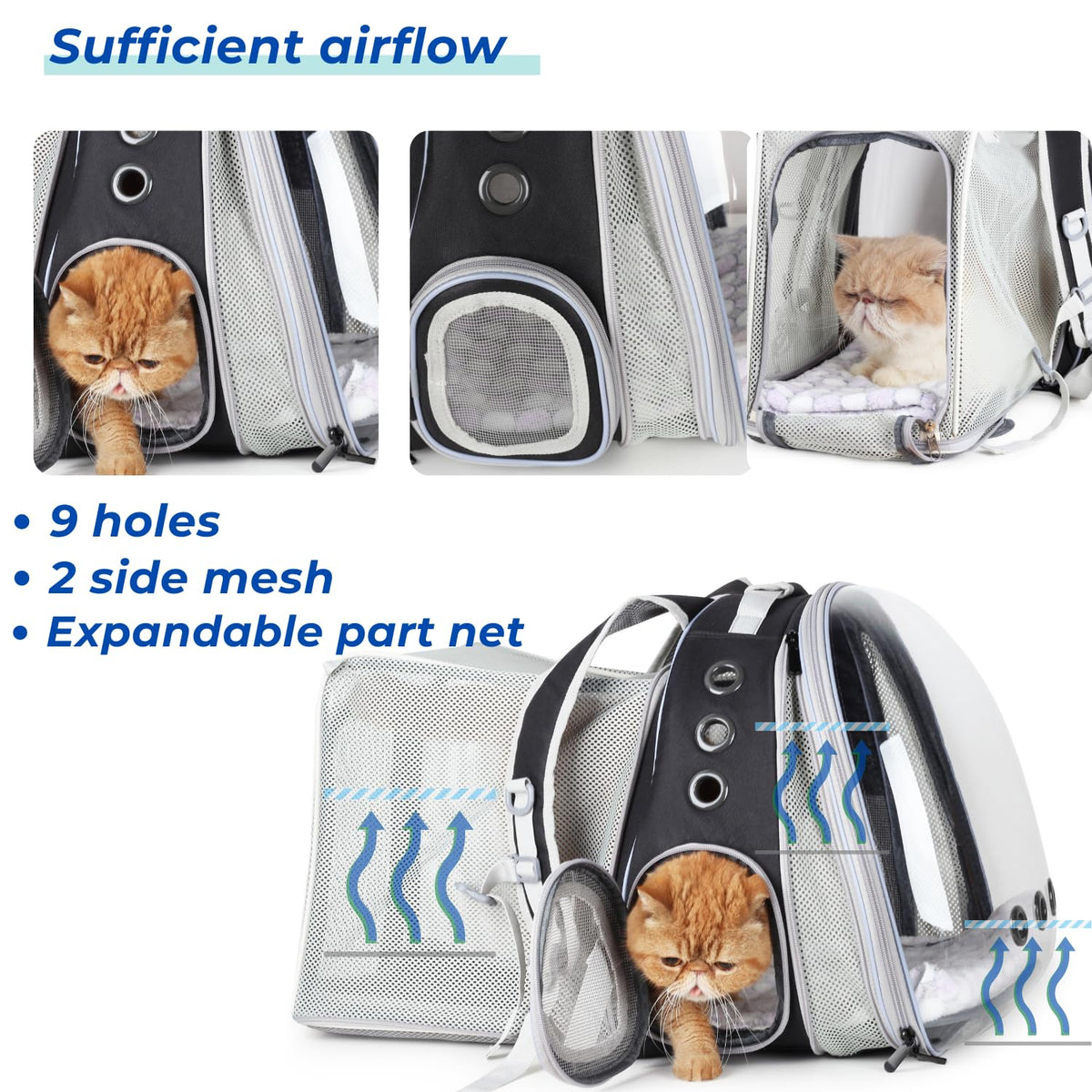 Expandable Cat Backpack with Mini Fan K717992