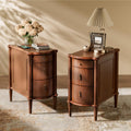 Brown Set of 2 Nightstand with Charging Station and 3 Drawers Q6215