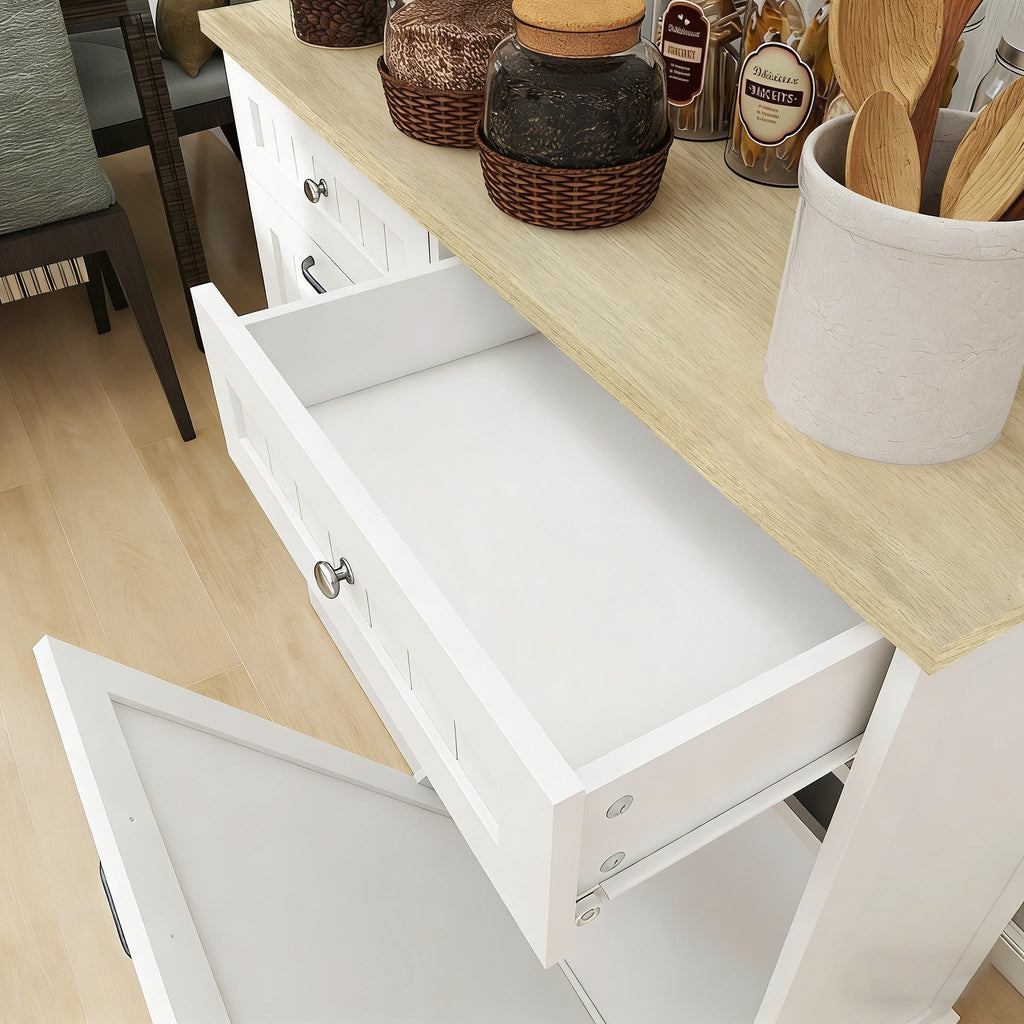 White 2x10 Gallon Solid Wood Trash Cabinet M6349